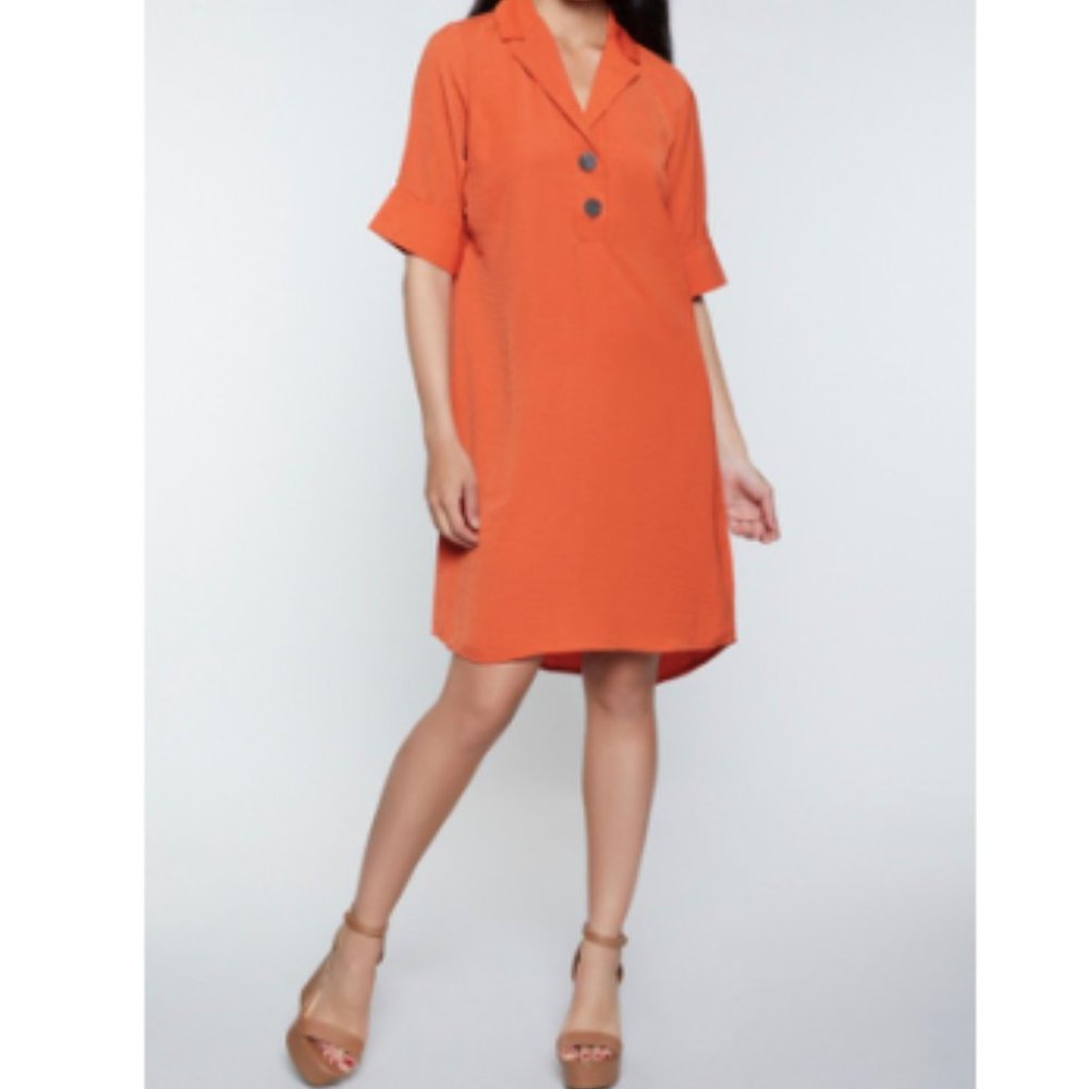 Two Button Collared Dress - Picture 2 of 5